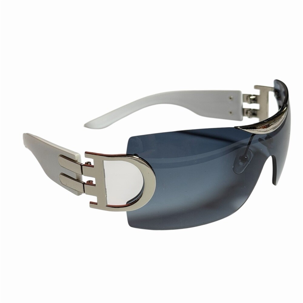 Oversized Shield Sunglasses White Frame Gradient Lens